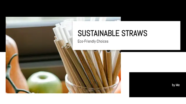 Sustainable straws presentation slide, designed using AI tools for high school students' eco-friendly projects