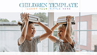children template eLearning Course Thumbnail with Happy Boy and Girl Holding Books and Smiling at Each Other in Front of a Big Window