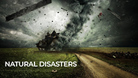 Presentation thumbnail titled 'Natural Disasters' featuring a tornado destroying a house
